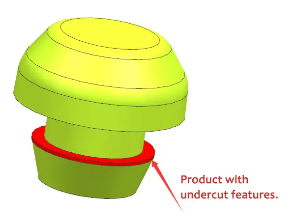Injection-molded part with undercut features