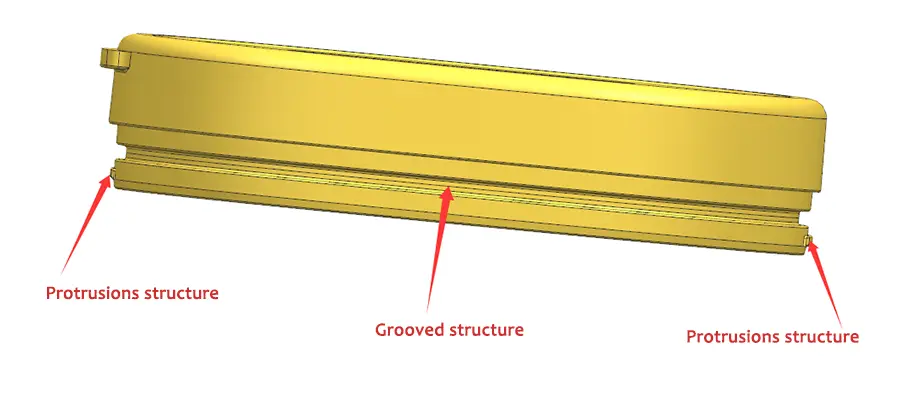 Injection-molded parts with grooves and protrusions