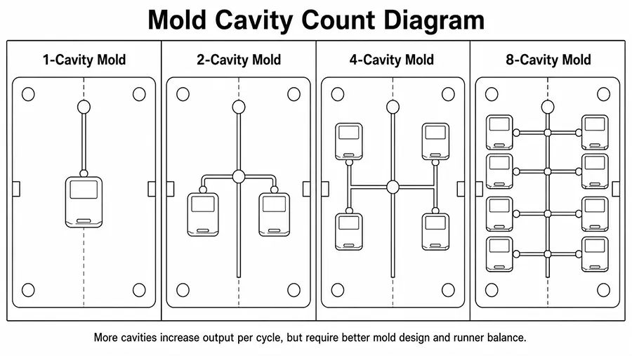 Mold cavity count comparison diagram