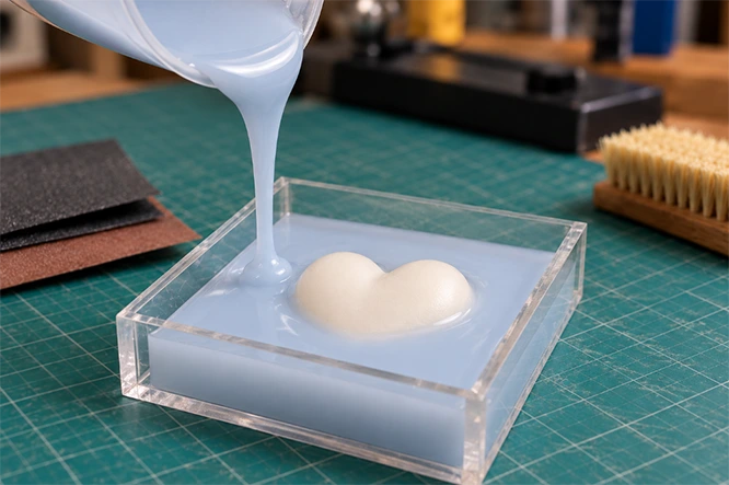 Pour the Silicone Into the Mold Box