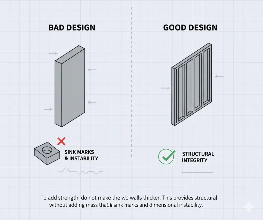 Use Ribs Instead of Thick Walls